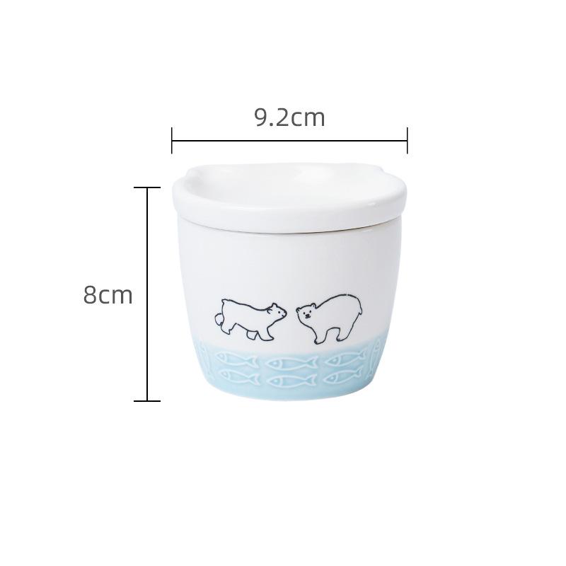 Бесплатная доставка Керамическая посуда в японском стиле с белым медведем, Подглазурная роспись, Милая детская тарелка для еды, Тарелка-подкладка, Поверхностная миска, Салатник