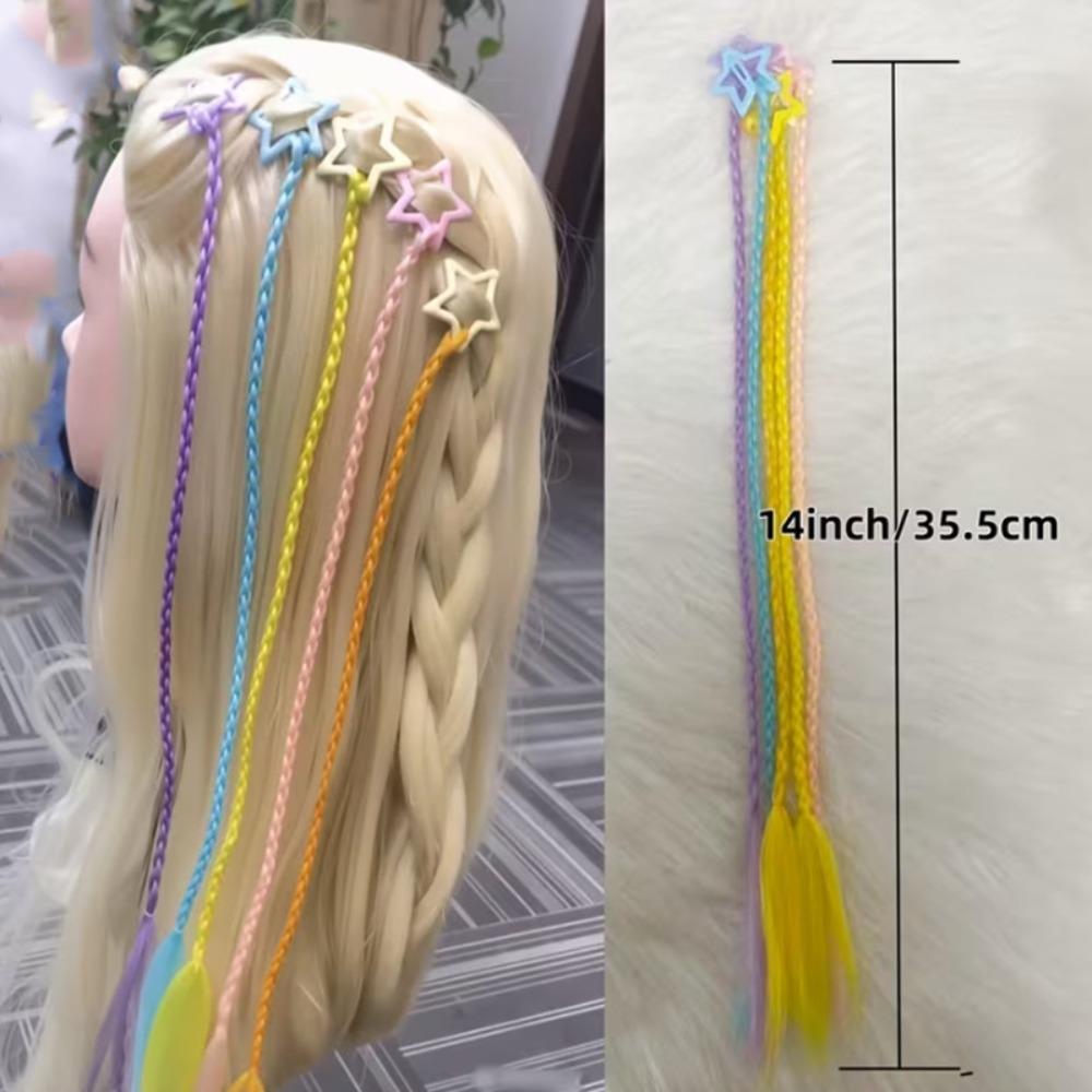 5pcs Cute Y2K Star Hair Clip Sweet Braided Hair Pieces Mini Hair Clip Decorations Music Festival