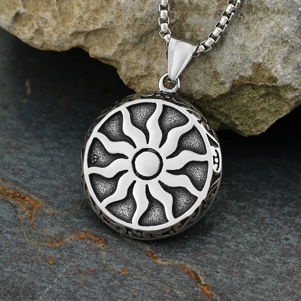 Винтажный Амулет Аполлон Подвеска Солнечный Бог Ожерелье Мужское Круглое Нержавеющая Сталь Ожерелье Амулет Ювелирный Подарок
