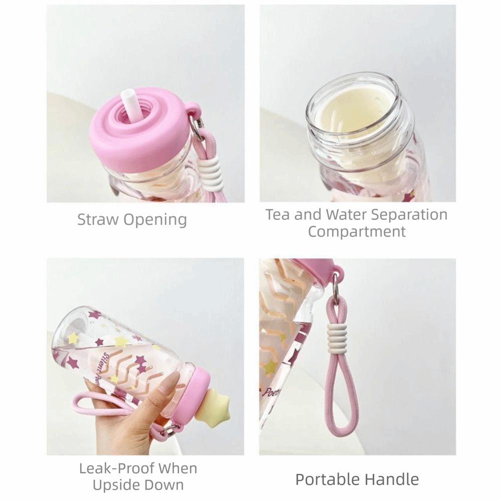 Large Capacity Star Water Bottle Leakproof Drinking Bottle With Tea Infuser For Girls