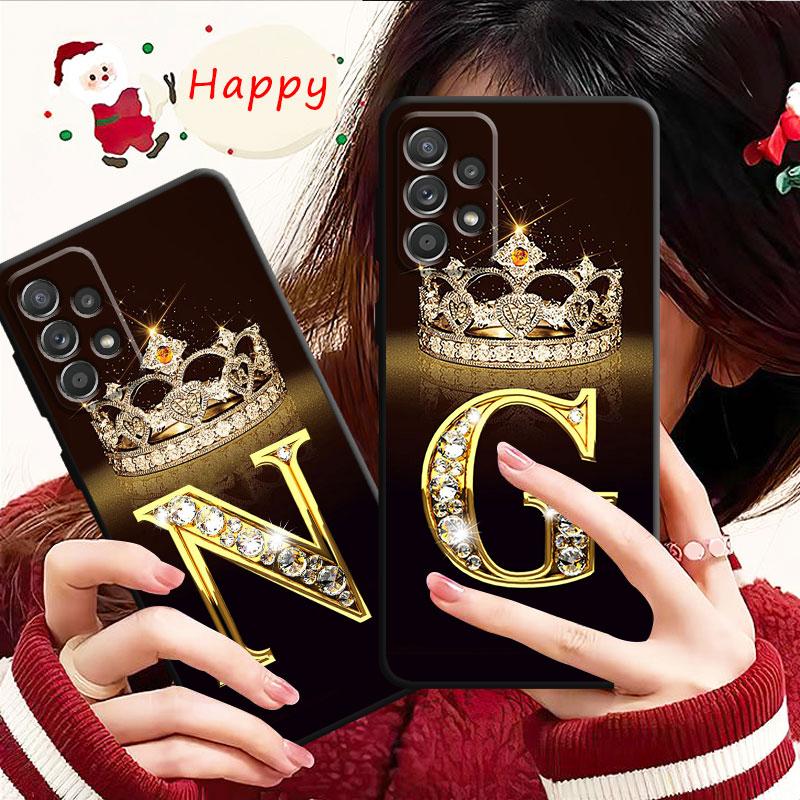 Чехол с золотым мрамором и монограммой для Samsung Galaxy A14 A73 A53 A71 A51 A31 A33 A22 A12 A21s A13 A32 A52s A72 A52 A23