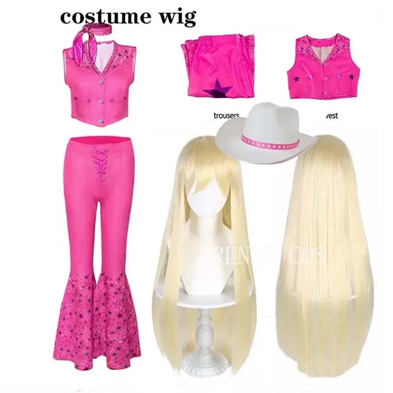 Homchee Trends COS Women Princess Cosplay Costume Pink Outfits Suit Disguise Bar Bi Pink Suit Scarf Hat for Comic Con Halloween