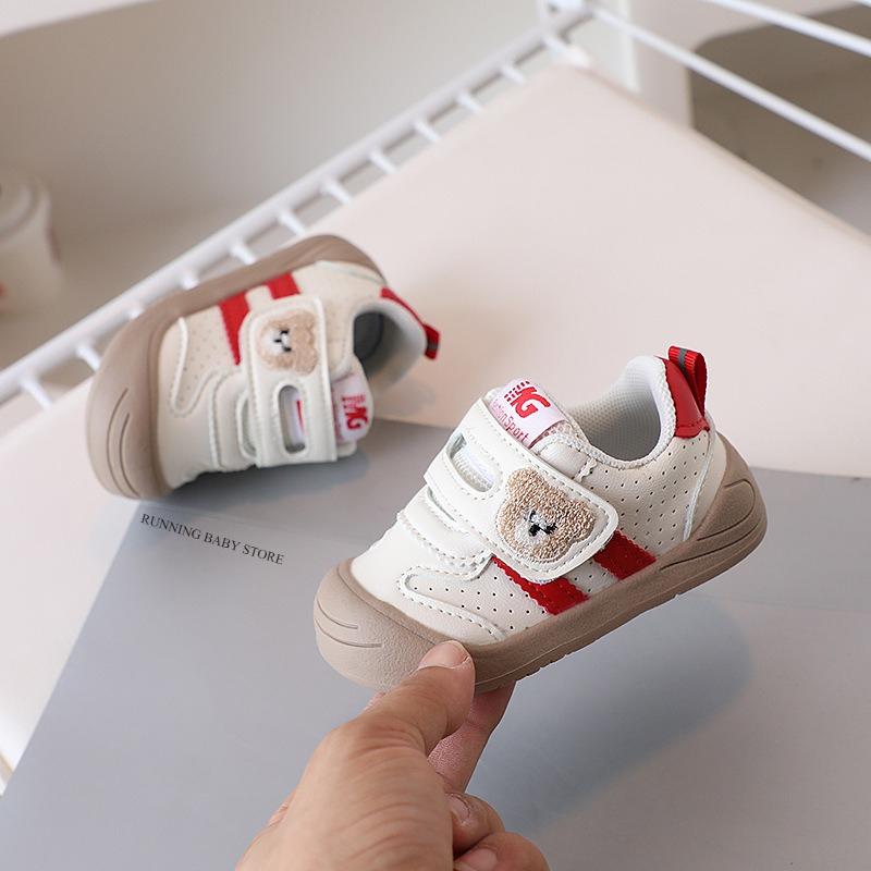 Cute Furry embroidery Bear Kids Sneakers Soft Lightweight Baby Boys Girls Sport Shoes Anti-Slip Toddler Kids Infant Shoes I06072