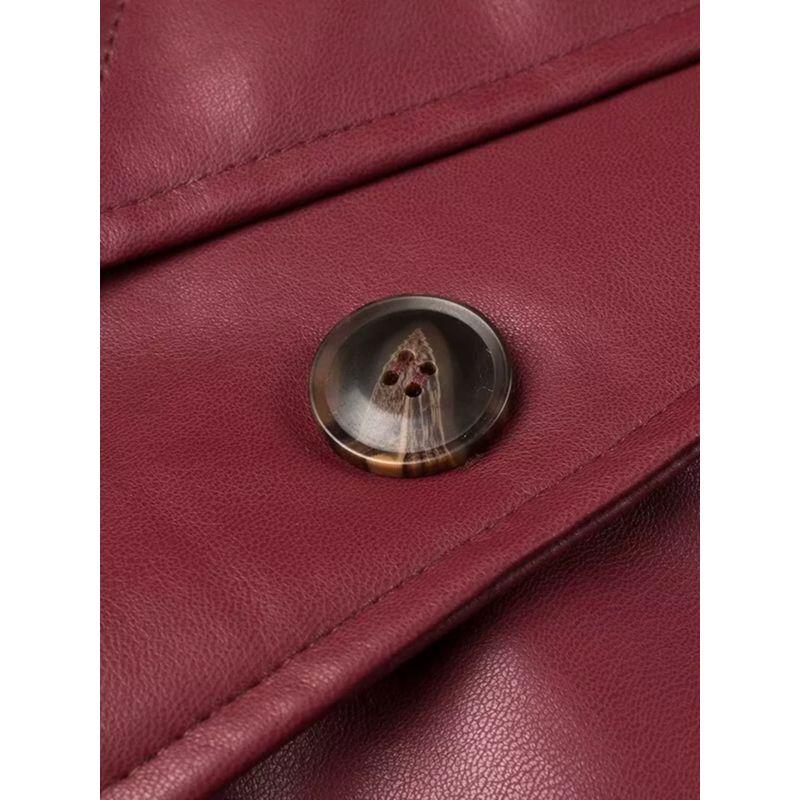 Women's Kaslead Fashion Long Leather Suit Collar