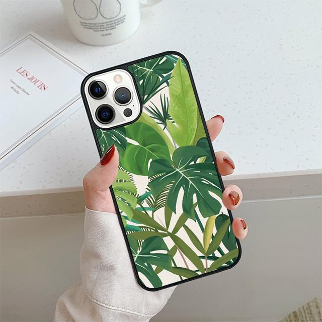 Чехол для телефона с листьями монстеры и цветами пальмы для iPhone 17 Air 14 15 16 13 12 Чехол для Apple 14 15 16 Pro Max Plus