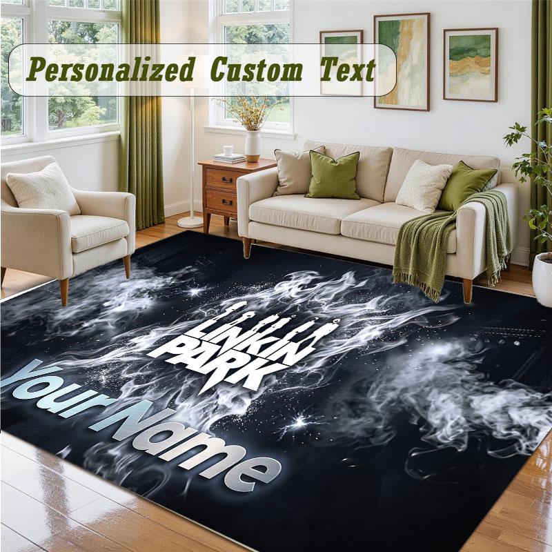 Crystal Velvet Square Rug Custom NameLinkin Park Pattern Non Slip Home Floor Decor Rug