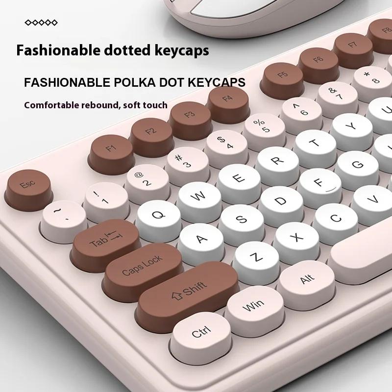 Wireless Office Keyboard and Mouse Set/Quiet, Stylish Keyboard/2.4G / Pink