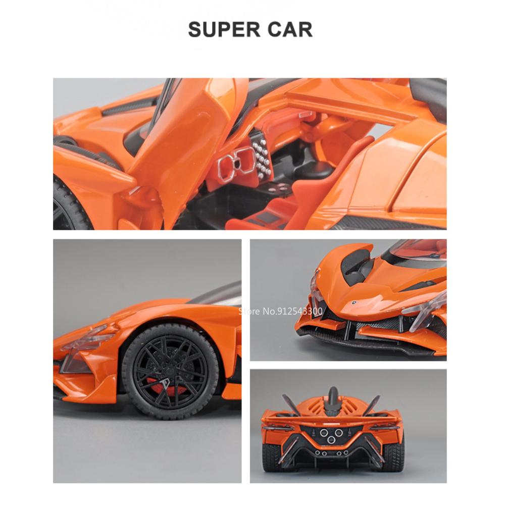 1:24 Apollo EVO IE Super Car Model Kids Toy Alloy Diecast Pull Back Cars Models Collectibles Gift Sound Light Children Vehicles