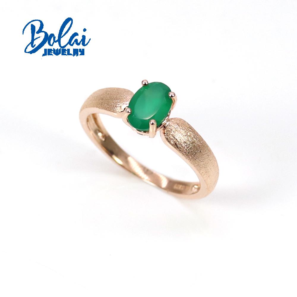 Bolaijewelry Серьги-кольца овальной формы 5*7 мм с натуральным зеленым агатом, комплект украшений из стерлингового серебра 925 пробы, розовое золото, изысканные украшения для женщин, подарок на годовщину