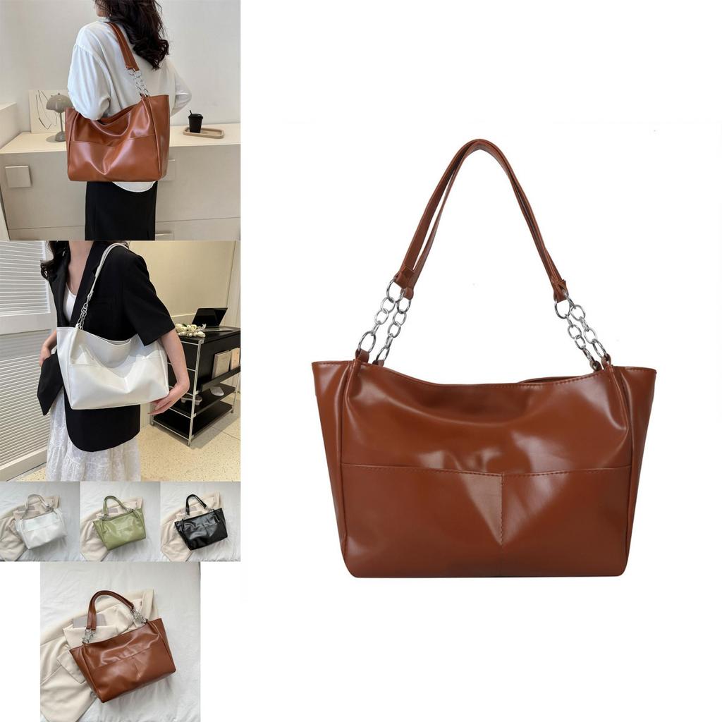 Stylish Versatile Large Capacity Tote Bag For Women In Black White Green And Brown