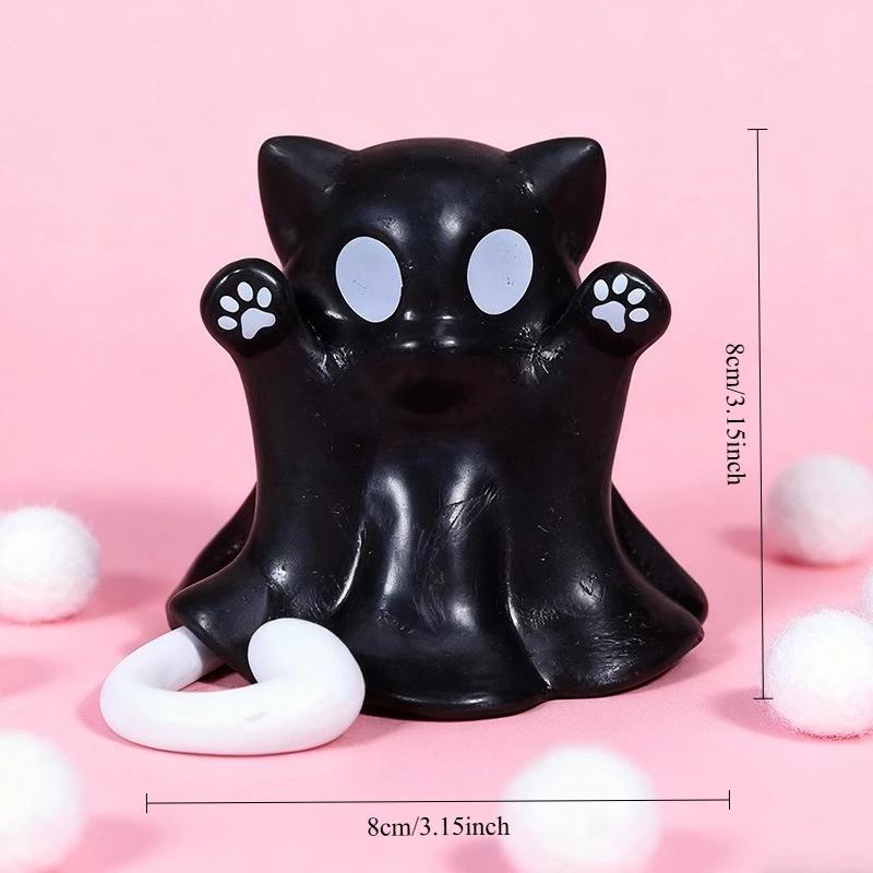 Cutes Mini Cat Ghost Figurine Spooky Resin Ghost Statue Cute Ghost Ornaments Perfect For Indoor & Porch Halloween Decor Tabletop