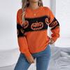 Женская мода повседневный свободный свитер контрастного цвета на Хэллоуин с длинным рукавом пуловер топ