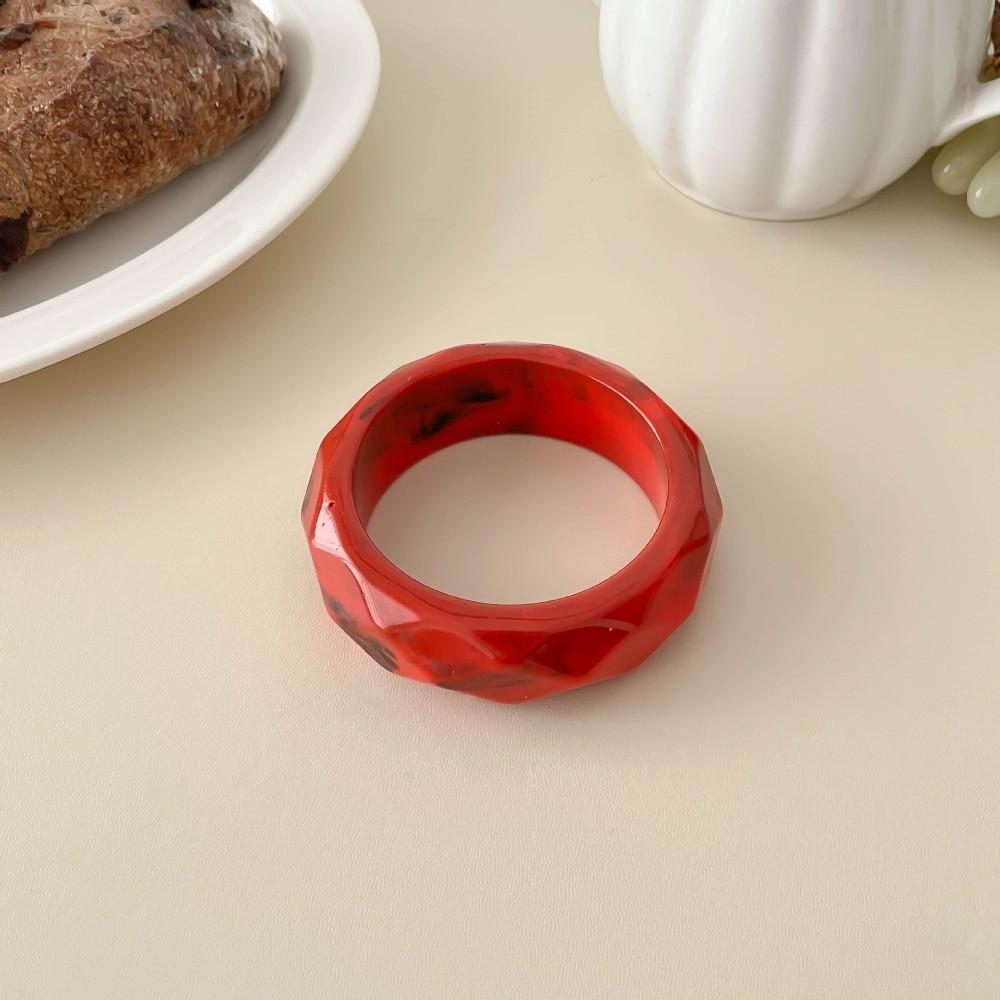 Bohemian Colorful Resin Bangle Transparent Wide Chunky Hand Ring Exaggerated Pearly Bracelet Girls
