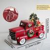 Vintage Christmas Red Truck Decoration, Warm White Twinkling Lights, Country Farmhouse Pickup Truck, Truck with Christmas Tree
