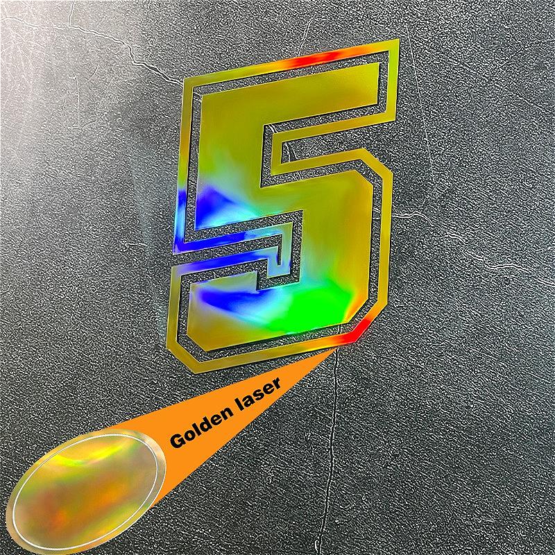 1PC Laser Gold Number 0 To 9 Motorcycle Sticker Waterproof for Motorcycle Helmets Fuel Tanks Car Windows Universal Vinyl Decals