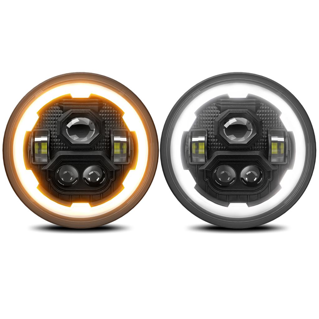 7-дюймовые автомобильные светодиодные фары 7-дюймовые круглые фары с белым дальним ближним светом DRL и янтарным указателем поворота