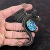 Abalone Shell Pendant Copper Wire Wrapped Pendant Handmade Wire Wrap Jewelry Dragon Gemstone Pendant Very Pretty Copper Jewelry Gift For Mom
