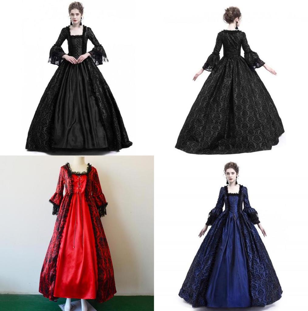 Изысканное готическое викторианское макси-платье для женщин с кружевной отделкой