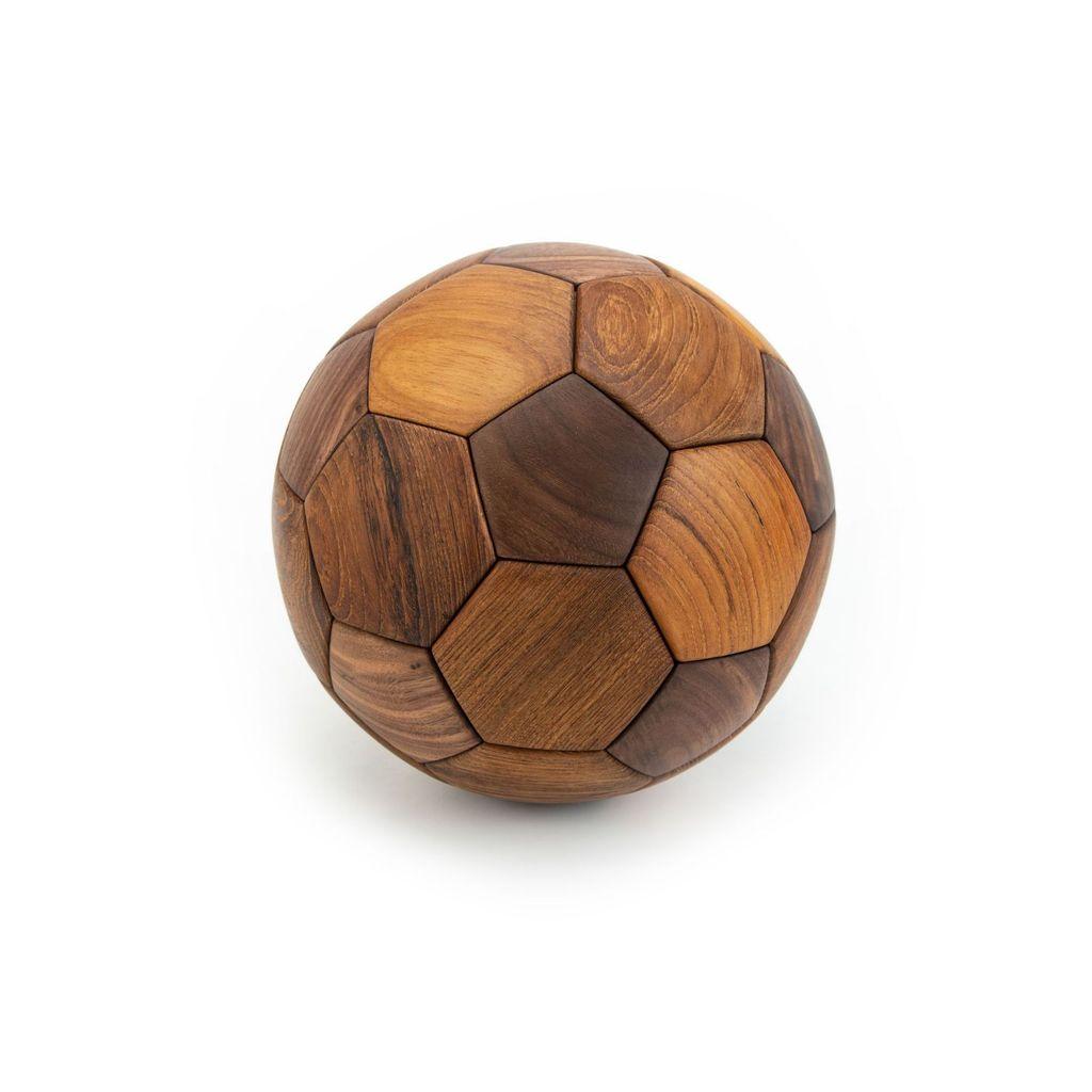 Teak Wood Soccer Decor With Traditional Joinery For Childrens Room And Gift