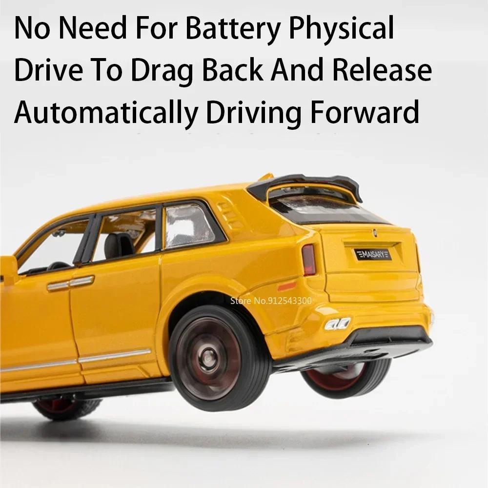 1:36 Scale Cullinan Toy Car Model Alloy Diecast Rubber Tires Sound Light Pull Back Simulation Toy Vehicles Models for Adult Toys