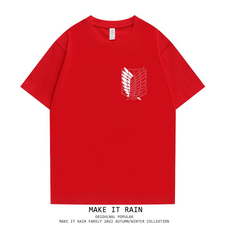 Атака Титанов Крылья Свободы Мультяшное Аниме Оверсайз Уличная Мужская и Женская Футболка с Коротким Рукавом Лето