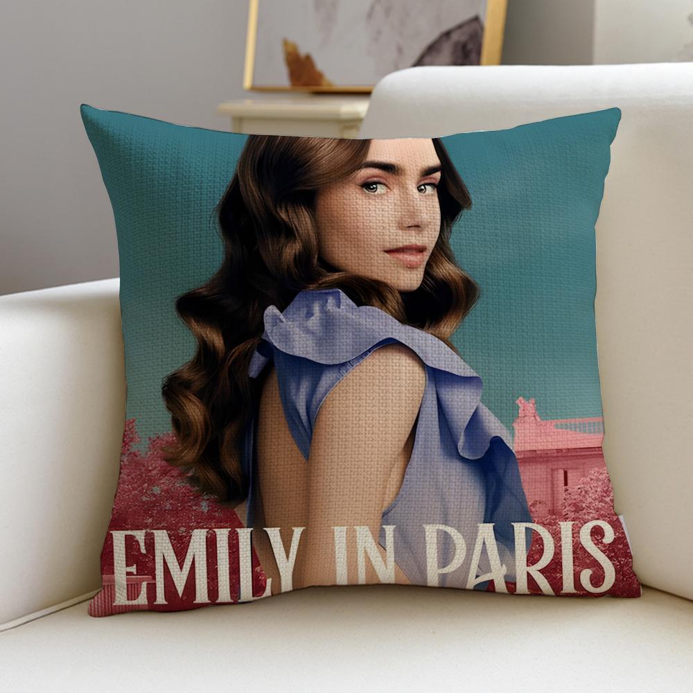 Glamorous EEmily in ParisS Cushion Cover Breathable and skinfriendly linen pillowcase square removable and washable cushion