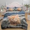 Little Cat Duvet Cover King Queen Size 3D Grey Cute Kitten Bedding Set For Adults Lovely Animal 2/3pcs Polyester Quilt Cover