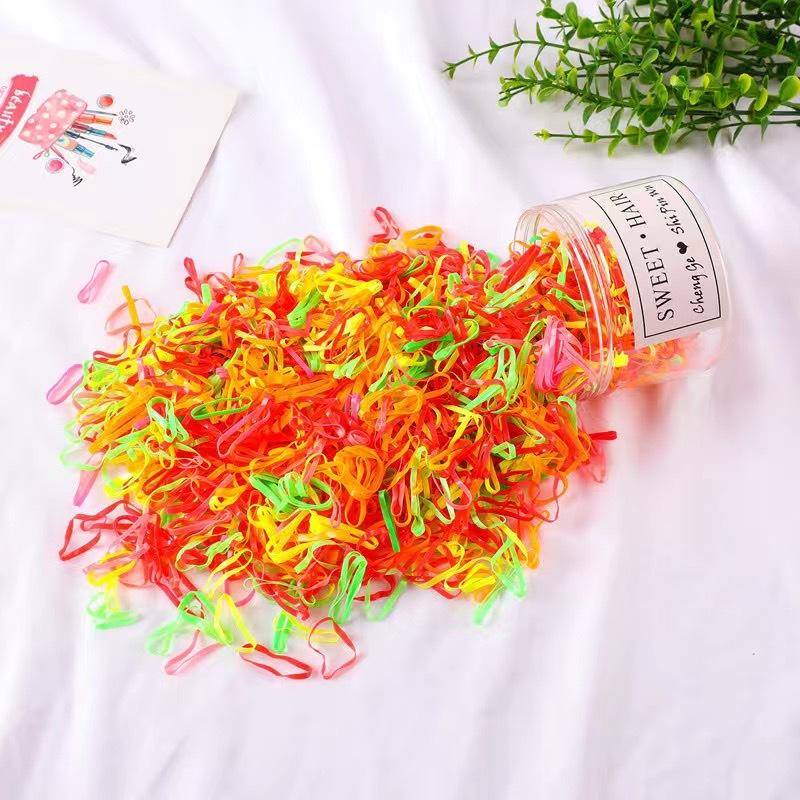 500 Pcs Disposable Headband Children Small Rubber Band Colorful Hair Rope Transparent High Elasticity Canned Hair Loop Headband
