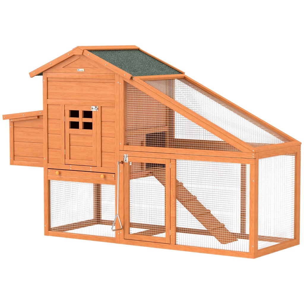 Garden Chicken Coop for 1-2 Chickens with Brooding Area, House and Open Space, Made of Wood and Metal, 179x67x115 cm