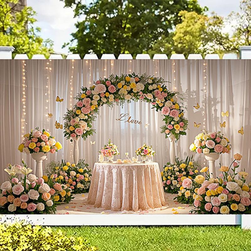 1 шт. Элегантный цветочный арочный полиэстеровый фон для свадеб, праздничных вечеринок, домашних и садовых торжеств, студийного фона и мероприятий на открытом воздухе