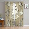 Illustrations On The Theme Of Sea Travel In Tattoo Style Chiffon Sheer Curtains Living Room Bedroom Window Voiles Tulle Curtain