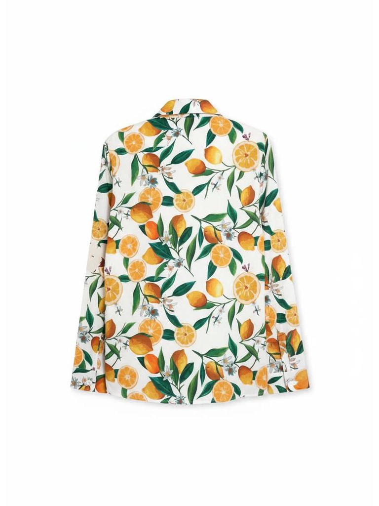 2026 Оранжевый Элемент Нишевый Дизайн Свободная Рубашка с Длинным Рукавом для Весны/Лета