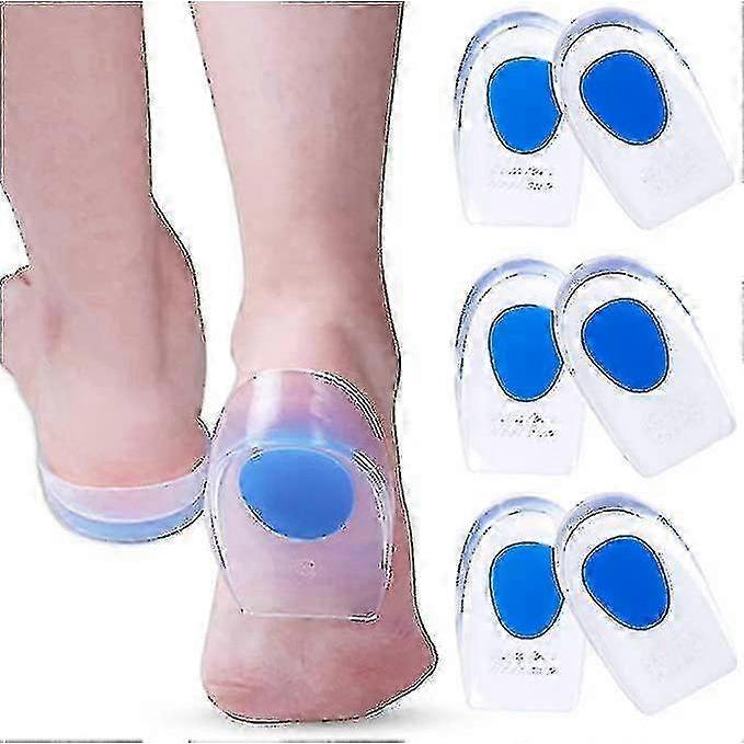 3 Pair Gel Heel Cups Plantar Fasciitis Inserts - Silicone Gel Heel Pads For Heel Pain, Bone Spur & Achilles Pain