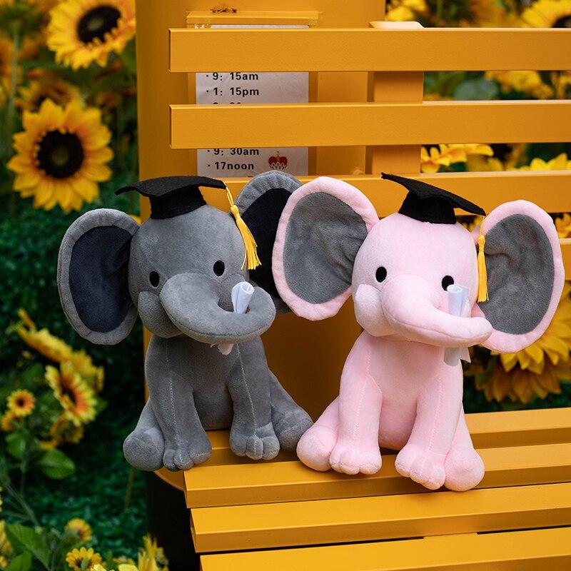 1pc 25cm Cute Elephant With Doctor Plush Dolls Stuffed Graduation Baby Elephant Soft Toy For Kids Girls Children Birthday Gifts