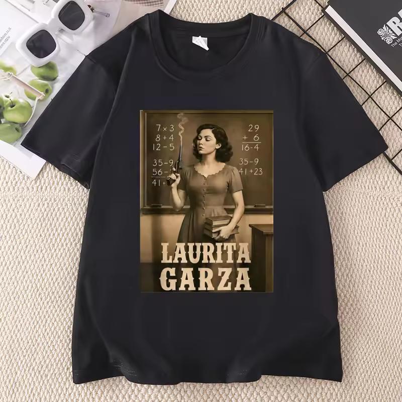 Винтажная западная футболка Laurita Garza Смешная сцена с учителем Графическая футболка Ковбойская деревенская футболка Повседневные хлопковые футболки с коротким рукавом