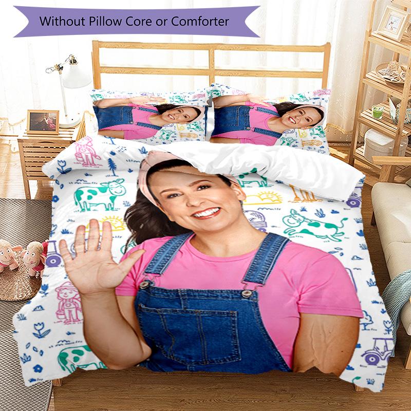 3pcs Franco Ms. Rachel Educational Adventures pattern bedding set duvet cover set includes duvet cover &pillowcases, perfect all season bedroom decora