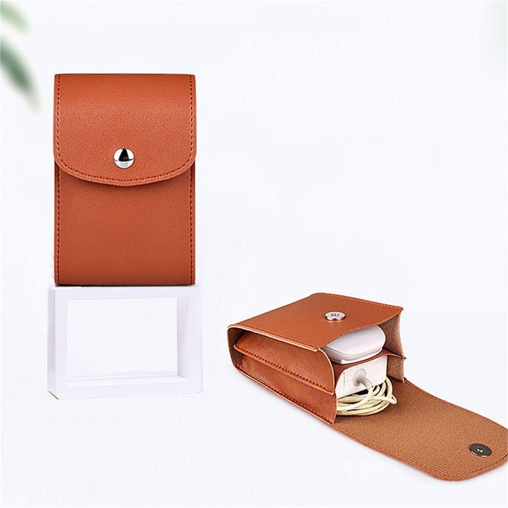 PU Leather Data Cable Bag Portable Mouse Storage Bag Digital Storage Bag U-Disk
