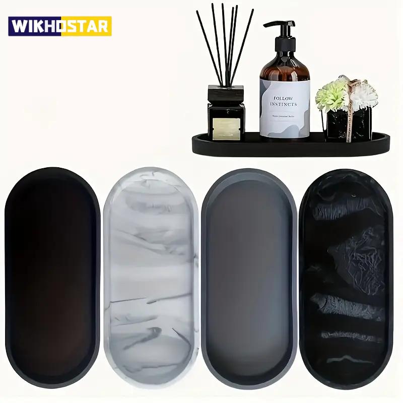 1PC Oval Food-grade Silicone Bathroom Counter Tray 9.84 Inch (approx. 25cm) Flexible Kitchen Soap Tray