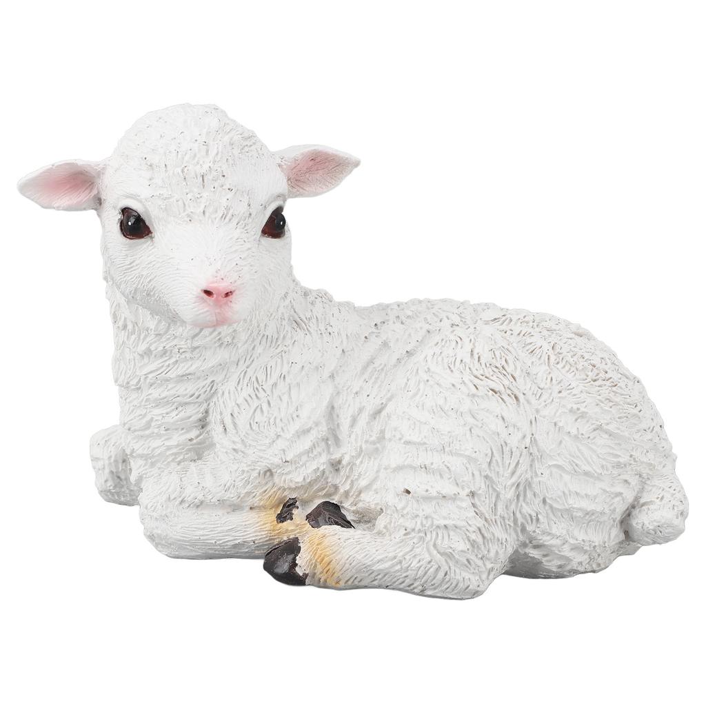 Sheep Statue Hand Made Lifelike Lamb Shape Figurine Resin Garden Sculpture for Indoor Outdoor