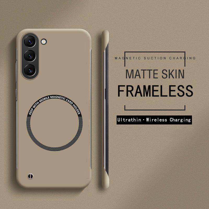 Безрамный магнитный тонкий чехол Magsafe для Samsung Galaxy S23 FE S24 S25 Ultra Plus с беспроводной зарядкой, жесткая матовая задняя крышка из ПК