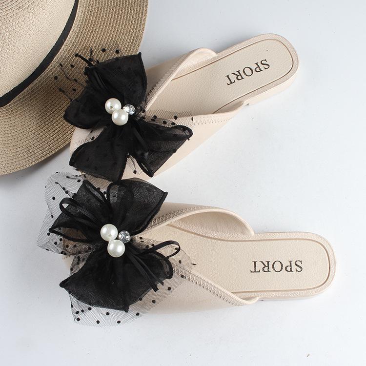 Женские летние сандалии Yuzhihao в горошек с сеткой и закрытым носком с бантом