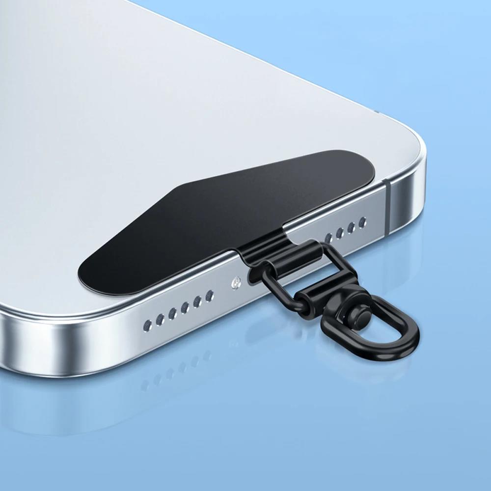 1-4Pcs New Upgrated 360 Rotatable Stainless Steel Phone Tether Tab Metal Patch Gasket Cellphone Lanyard Safety Connecter Piece