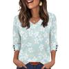 Women's Fashionable And Casual Floral V-neck Top