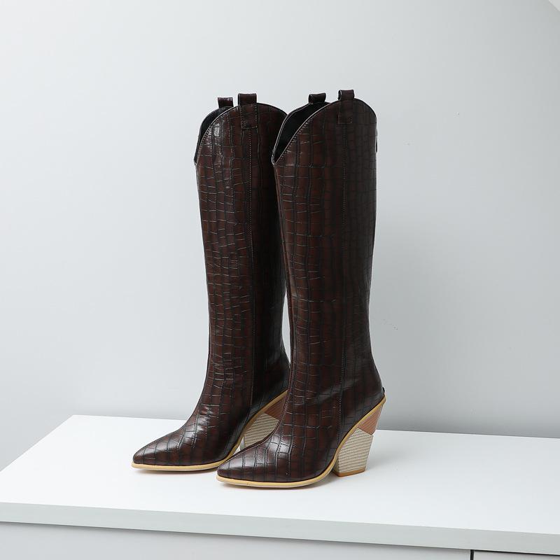 Индивидуальные туфли-клинья для женщин, с острым носком, на высоком каблуке, женские сапоги 2025, новые зимние сапоги до колена, женские, больших размеров 41-48 WSH3745