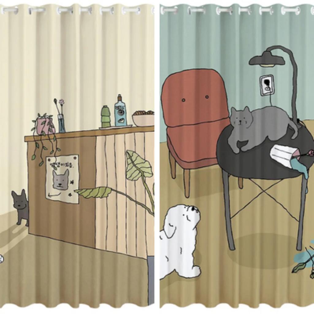 Новый мультфильм милый занавеска высокая затемнение для девочек общежитие детская комната спальня затемняющая штора окно пасторальный стиль узор новый