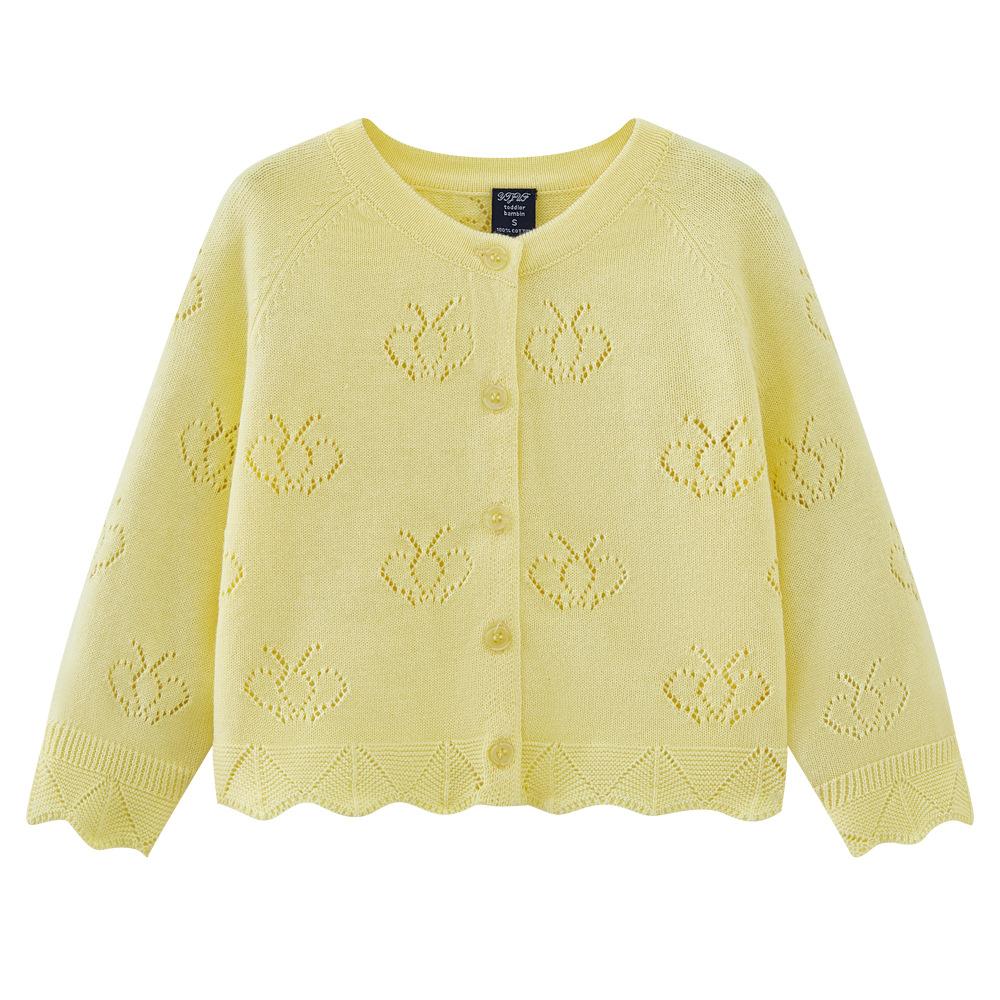 Children's Knitted Cardigan Thin Cotton Non-pilling Sun-proof Jacket Girls Sweater Cardigan