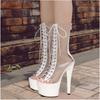 2025 новые прозрачные хрустальные тонкие каблуки супер высокие каблуки средние ботинки на шнуровке супер высокие каблуки