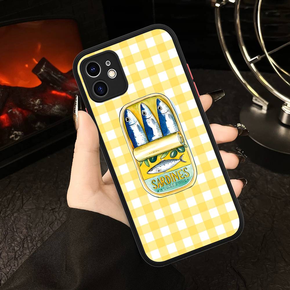 Чехол для телефона 'Сардины' матовый прозрачный для IPhone Case 16 15 14 13 12 11 Pro Max X XS Max Plus