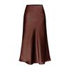 Womens Satin Silk High Waist Slit Midi Skirt Elastic Waistband Midi Skirts for Women