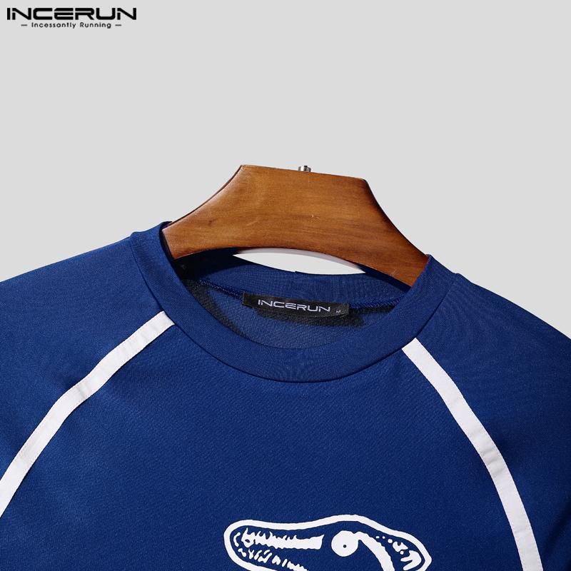 INCERUN Мужские комбинезоны с коротким рукавом, пэчворк с боковой шнуровкой, облегающие ромперы, домашняя одежда